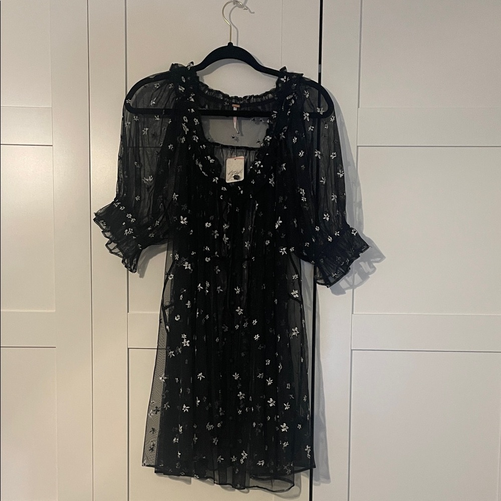 Free People With Love Floral Embroidered Mesh Mini Dress (mesh overlay only)